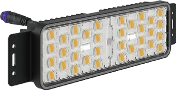 LEDとレンズを組み合わせた長方形の照明モジュール